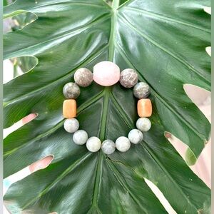 Rose Quartz, Coral Fossil, Labradorite & Orange Aventurine Bracelet